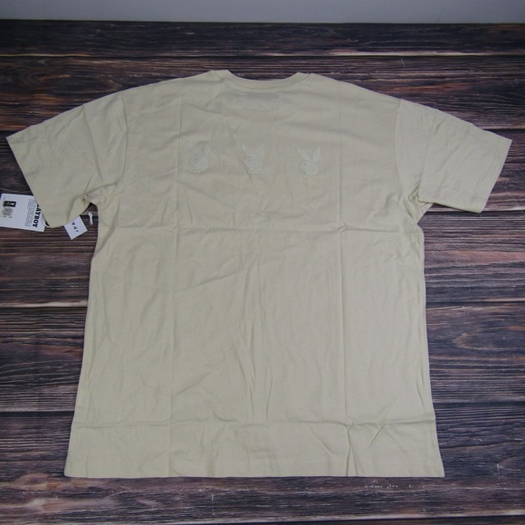 Playboy Pacsun NEW Mens Large Ivory Tee T Shirt Graphic Bunny Spellout - Picture 6 of 6